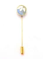 Vintage Cloisonne Enamel Snowdrop Flower Design Stick Pin Attributed To Fish And Crown