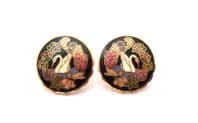 Vintage Cloisonne Enamel Swan Bird Design Earrings By Fish And Crown
