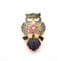 Vintage Cloisonne Enamel Wise Owl Bird Design Brooch By Fish And Crown