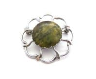 Vintage Connemara Marble Abstract Floral Design Scottish Style Brooch By Mizpah