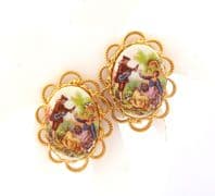 Vintage Courting Couple Countryside Lovers Design Fragonard Style Clip On Earrings