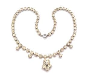 Vintage Crystal Rhinestone Dainty Drop Design Choker Necklace