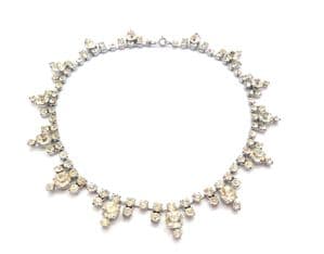 Vintage Crystal Rhinestone Geometric Design Choker Necklace