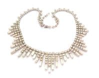Vintage Crystal Rhinestone Geometric Fringe Drop Design Adjustable Length Statement Choker Necklace