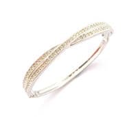 Vintage Crystal Set Rhodium Plated Statement Design Bangle By Swarovski