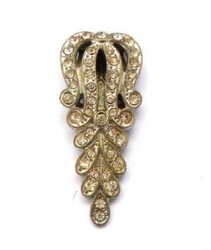 Vintage Czech Rhinestone Set Art Deco Era Abstract Design Dress Clip