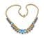 Vintage Dainty Blue And Clear Rhinestone Set Geometric Drop Design Choker Necklace