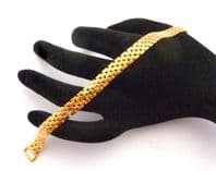 Vintage Dainty Gold Plated Geometric Panther Link Chain Design Bracelet By Napier