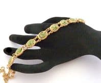 Vintage Dainty Green Aventurine Gemstone Chip Panel Design Bracelet