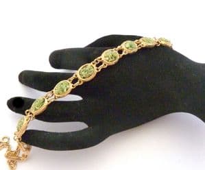 Vintage Dainty Green Aventurine Gemstone Chip Panel Design Bracelet