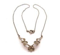 Vintage Dainty Marcasite Set Abstract Design Choker Necklace By Hollywood