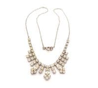 Vintage Dainty Necklace Ornate Rhinestone Set Drop Design Choker