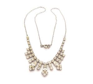 Vintage Dainty Necklace Ornate Rhinestone Set Drop Design Choker