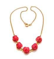 Vintage Dainty Pink Rose Flower Design Choker Necklace