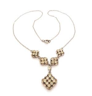 Vintage Dainty Rhinestone Detailed Abstract Geometric Drop Design Choker Necklace