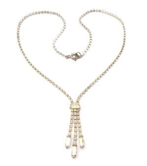 Vintage Dainty Rhinestone Set Abstract Geometric Triple Drop Design Choker Necklace