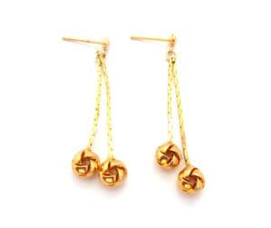 Vintage Double Drop Geometric Knot Detailed Retro Earrings