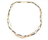 Vintage Double stranded Black And Gold Tone Tubular Beaded Retro Design Necklace
