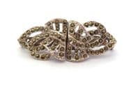 Vintage Duette Brooch, Abstract Modernist Design Marcasite Set Convertible Double Dress Clip And Pin