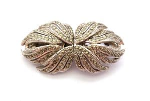 Vintage Duette Brooch, Marcasite Set Ornate Design Covertible Double Dress Clip And Pin
