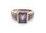 Vintage Emerald Cut Amethyst Gemstone And  Sterling Silver Foliate Detailed Ring