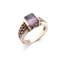 Vintage Emerald Cut Amethyst Gemstone And  Sterling Silver Foliate Detailed Ring