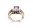 Vintage Emerald Cut Amethyst Gemstone And  Sterling Silver Foliate Detailed Ring
