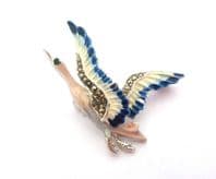 Vintage Enamel And Marcasite Goose In Flight Bird Design Brooch