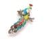 Vintage Enamel And Marcasite Peacock Bird Design Brooch