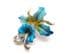Vintage Enamel And Marcasite Set Blue Orchid Flower Design Brooch.