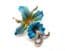Vintage Enamel And Marcasite Set Blue Orchid Flower Design Brooch.