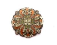 Vintage Enamel And Rhinestone Pierre Bex Style Ornate Design Brooch