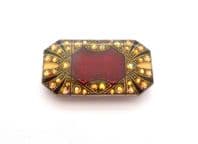 Vintage Enamel And Rhinestone Silver Plated Art Deco Revival Style  Brooch Attributed To Pierre Bex