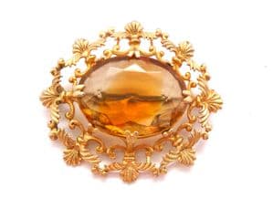 Vintage Exquisite Givre Glass Rhinestone Set Ornate Design Brooch