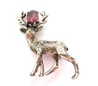 Vintage Exquisite Scottish Style Stag Deer Design Faux Amethyst Rhinestone Set Brooch
