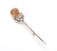 Vintage Faux Cairngorm Scottish Thistle Brooch