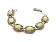 Vintage Faux Connemara Marble Celtic Scottish Style Adjustable Length Panel Design Bracelet