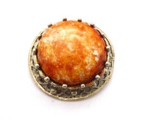 Vintage Faux Gem Set Circular Shaped Scottish Style Brooch