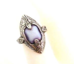 Vintage Faux Gem Set Scottish Celtic Style Adjustable Size Ring