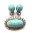 Vintage Faux Turquoise Clip On Earring And Marcasite Detailed Brooch Jewellery Set