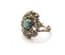 Vintage Faux Turquoise Glass Cabochon And Filigree Floral Style Adjustable Size Ring