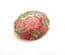Vintage Fish And Crown Red Cloisonne Enamel Flower Design Brooch