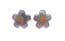 Vintage Fish And Crown Small Cloisonne Enamel Purple Flower Design Earrings