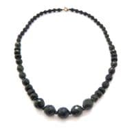 Vintage French Jet Graduated Glass Bead Short Length Necklace