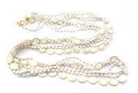 Vintage Fun White Plastic Beaded Triple Stranded Rope Length Hong Kong Made Necklace
