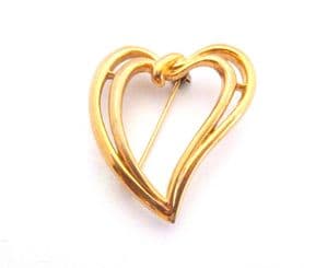 Vintage Gold Heart Brooch By Trifari