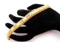 Vintage Gold Plated Abstract Geometric Star Etched Design Bracelet