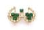 Vintage Irish Style Rhinestone Detailed Double Horseshoe And Shamrock Design Brooch