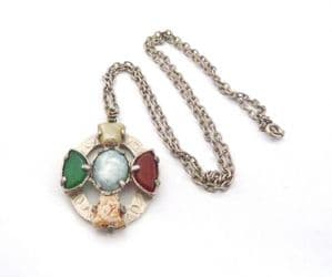 Vintage Jacobite Faux Agate Set Celtic Scottish Cross Style Necklace
