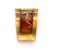 Vintage Jean Painleve Art Deco Era Seahorse Parisian Design Galaith And Brass Brooch